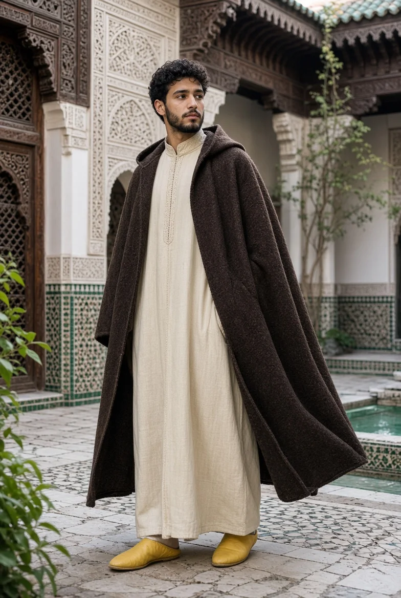 Le manteau de laine à capuchon