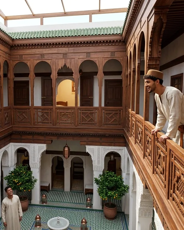 La cour, les galeries et les chambres qui s’ouvrent sur elle — la maison comme organisme
