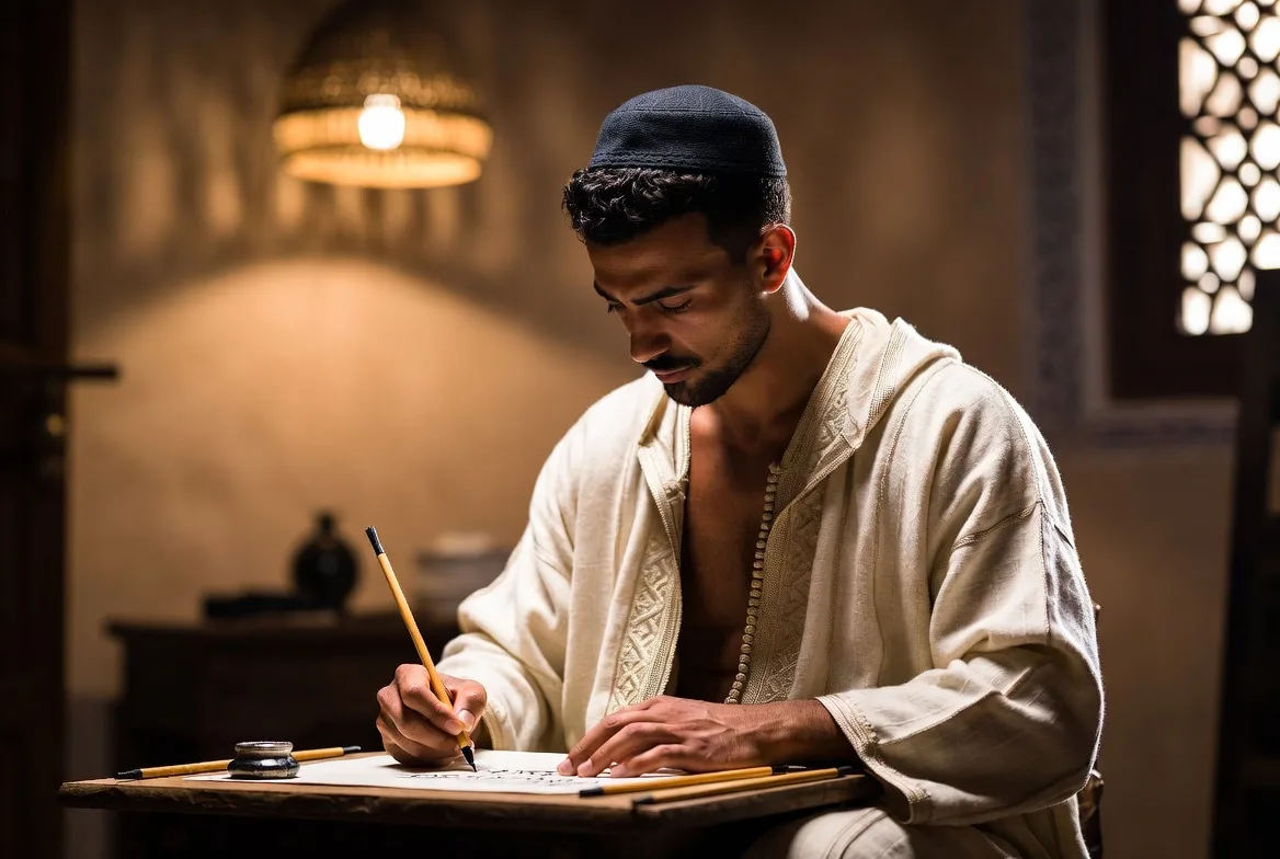 Calligrafia maghrebina tracciata al calamo