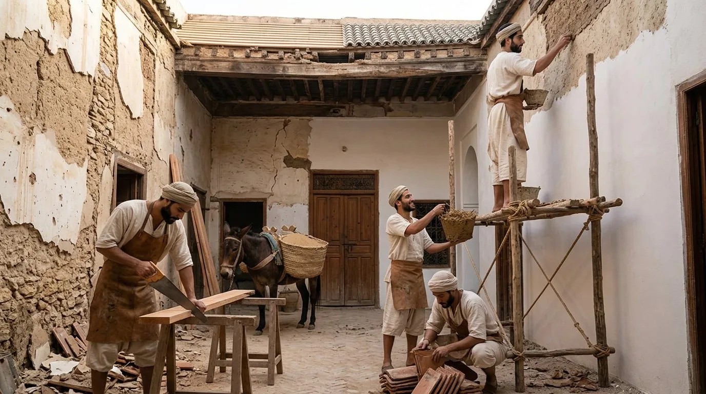 Una dimora del derb in corso di restauro
