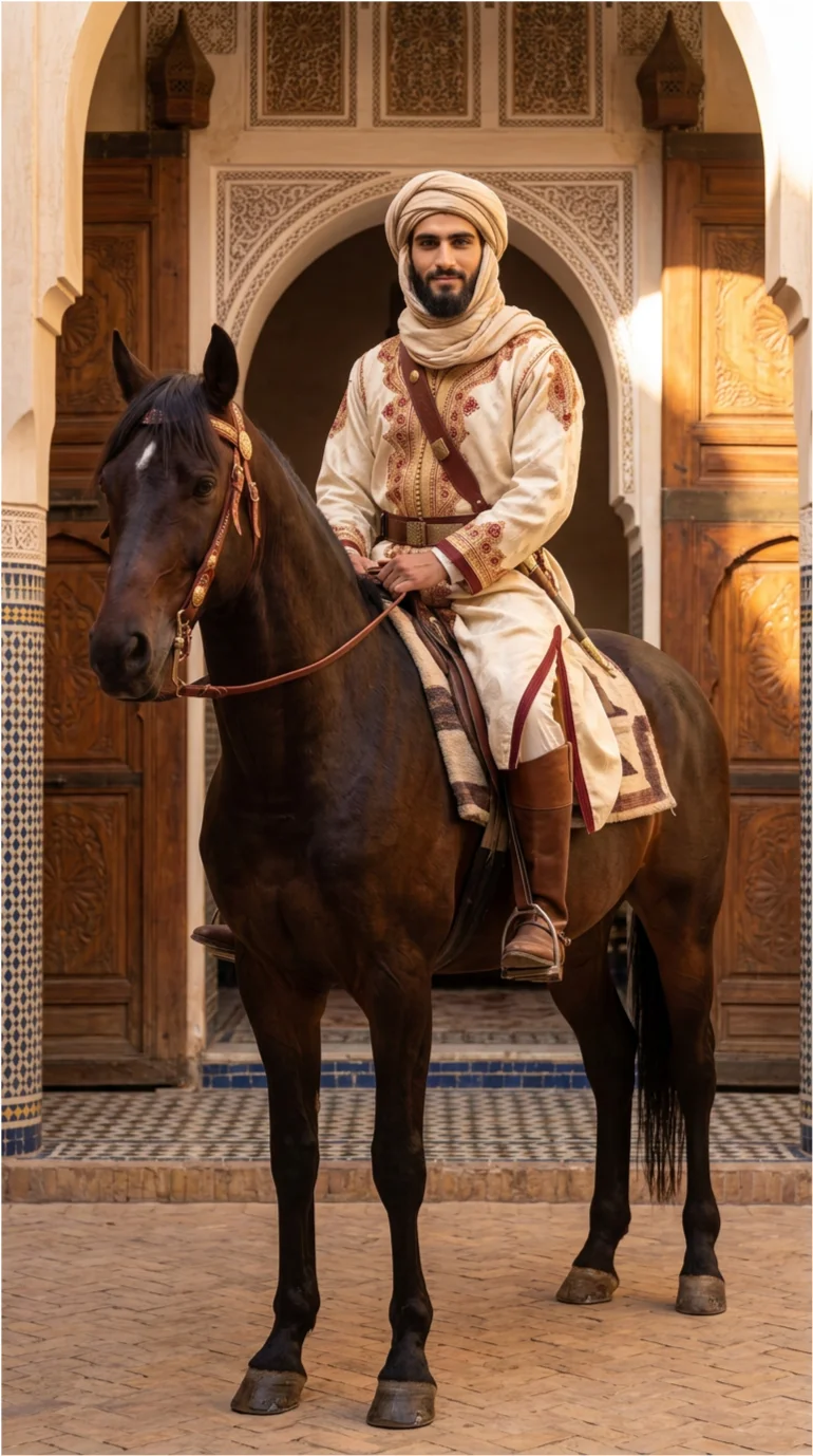 Il cavaliere si tiene diritto in sella
